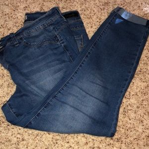 Royalty skinny jeans cuffed bottom double button